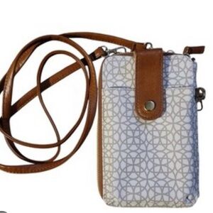 Safe Keeper Tan Mesallion Print Vegan Walket Crossbody
